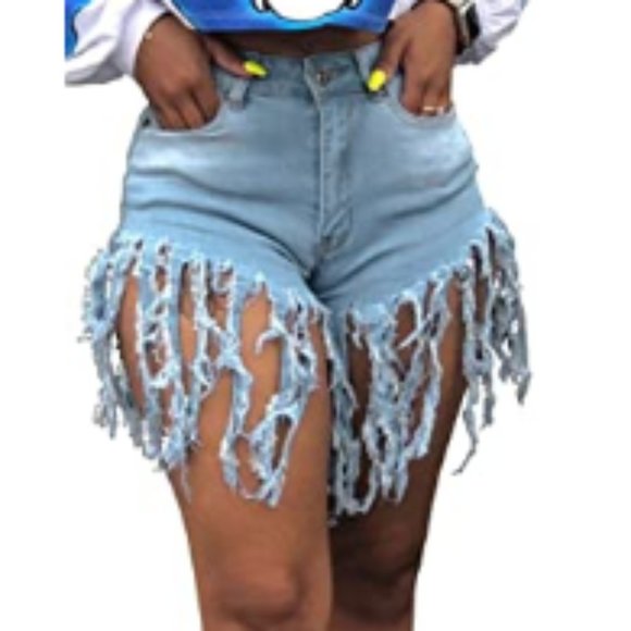 Jean Shorts High Waisted Distressed Denim